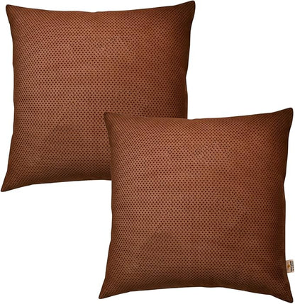 Star Sparkling Suede Leather Pillow Cover, Square Soft Metallic Throw Pillow Covers, Pillow Cases for Home Décor, Sofa, Couch Chair, Car (16x16 Inches, Sparkling Brown Pack of 2)