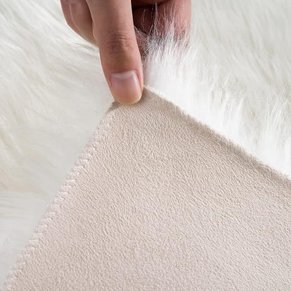 Ciicool Fluffy Area Rug, White Faux Fur Rug for Bedroom Living Room, Thick Fuzzy Shag Rug Furry Nursery Rug Plush Indoor Floor Carpets for Kids Girls Boys Teen Dorm, 4x6 ft