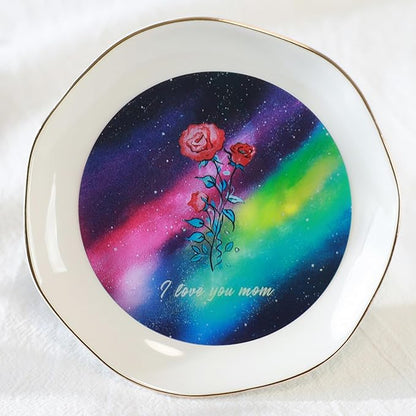 HOME SMILE Jewelry Ring Dish Tray with Dynamic Pattern Shifts for Mom,Unique Mother's Day Gifts,I Love You Mom