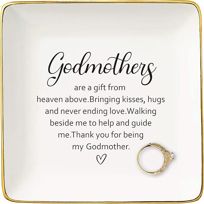 Godmother Appreciated Gift,First Time Godmother,Thank You Gift,Godmother Proposal Gift,Pregnancy Announcement Gift,Christening Gift,Baptism Gift,Christmas Gift-Jewelry Tray Trinket Holder Ring Dish
