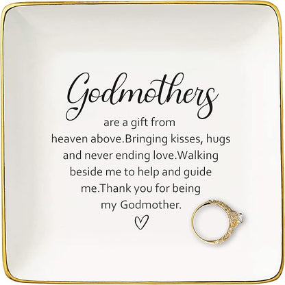 Godmother Appreciated Gift,First Time Godmother,Thank You Gift,Godmother Proposal Gift,Pregnancy Announcement Gift,Christening Gift,Baptism Gift,Christmas Gift-Jewelry Tray Trinket Holder Ring Dish