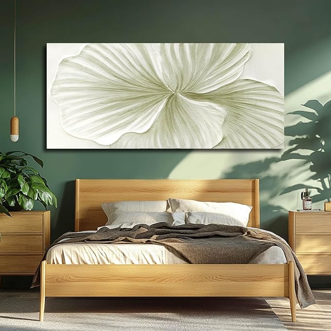 MLART99 Plant Leaf Wall Art Botanical Canvas Ginkgo Painting Nature Green Abstract Artwork Extra Large 32x70 Modern Wall Decor for Living Room Office