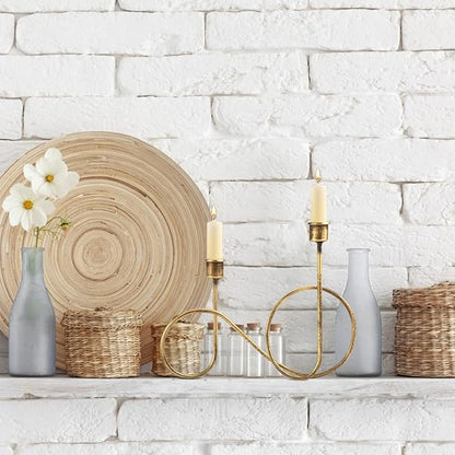 Twisted Brass Style Candle Holder, Candlestick Holder for Table Decoration, Holiday, Wedding, Housewarming