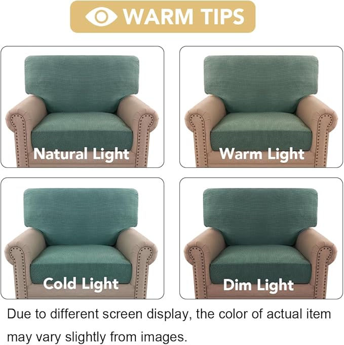 H.VERSAILTEX Multi-Pieces Chair Covers Stretch Couch Covers Form Fitted Seat and Back Cushions Covers (1 Seat Cover Plus 1 Back Cusion Cover, Bonus 2 Armrest Covers), Sage