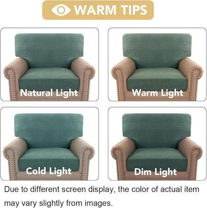 H.VERSAILTEX Multi-Pieces Chair Covers Stretch Couch Covers Form Fitted Seat and Back Cushions Covers (1 Seat Cover Plus 1 Back Cusion Cover, Bonus 2 Armrest Covers), Sage