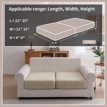 Sectional Couch Covers, Wear Resistant Stretch Sofa Covers Washable Soft Couch Cushion Covers Anti Slip Furniture Protector Sofa Slipcovers for Pets (2 Pieces 2 Seaters Cover, Light Brown)