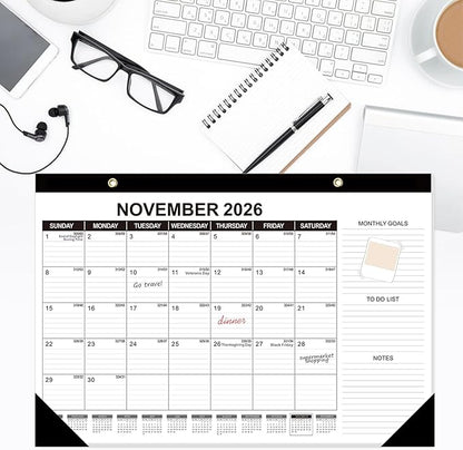 GuassLee Desk Calendar 2026-19-Month Desktop Calendar 17" × 11.5" Academic Paper Planner from Sept. 2025 to Mar. 2027 with Julian Date, Monthly Goals, To-do List, Notes for Home School Office