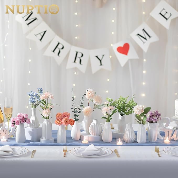 White Ceramic Vase for Table Decor: NUPTIO Small Bud Vases for Flowers - Centerpiece Table Decorations for Christmas Home Wedding Dining Room Set of 4