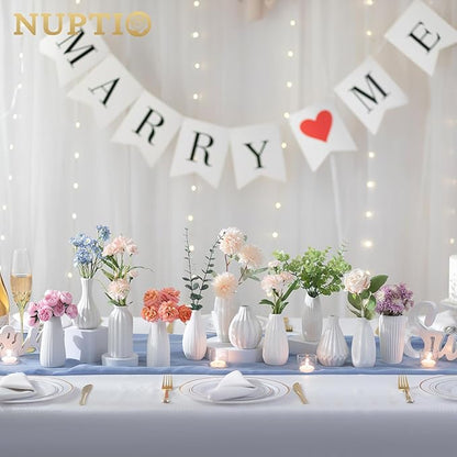 White Ceramic Vase for Table Decor: NUPTIO Small Bud Vases for Flowers - Set of 12 Centerpiece Table Decorations for Wedding Dining Room Christmas Home