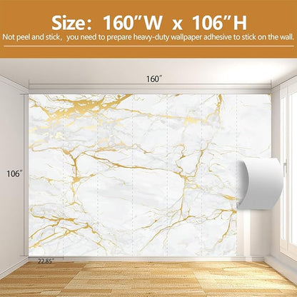 White Gold Marble Wallpaper Modern Abstract Wallpaper Mural for Living Room Offic（Not Peel and Stick）