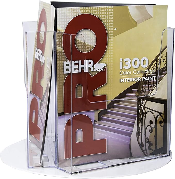 Clear-Ad - RLT-8511-3 Acrylic Rotating Brochure Holders for 8.5" Literature Display - Pamphlet Holder and Magazine Organizer