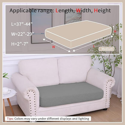 hyha Waterproof Couch Cushion Covers, Waterproof Sectional Couch Covers for 2 Cushion Sofa for Pets, Stretch Sofa Slipcover Washable with Elastic Bottom(Medium, Grey)