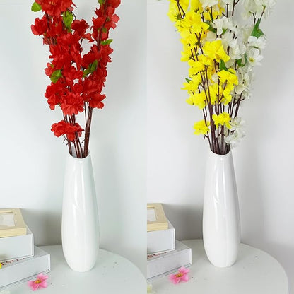 12Inch Tall White Ceramic Flower Vase,Home Decor White Vases for Pampas Grass,Modern Textured Vases for Living Room Decorations,Shelf,Table Centerpieces,Farmhouse Small Ceramic Vase