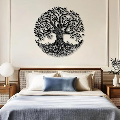Yemwot Metal Tree of Life Wall Decor, Circle of Life Metal Tree Wall Art, Spiritual Sign, Modern Sculpture, Living Room Bedroom Decor (Gold-Tree 4, 39"x 39"| 100x100cm)