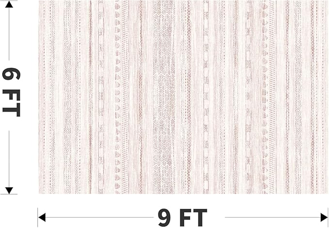 6x9 Pink Area Rugs for Living Room Machine Washable Rug Distressed Girls Nursery Rug Indoor Carpet Neutral Moroccan Boho Ultra Soft Area Rug for Bedroom Dining Room Playroom Office