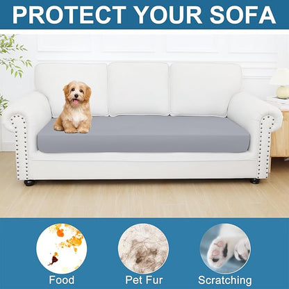 Smiry Printed Couch Cushion Covers, Stretch Soft Couch Covers for Sofa, Washable Non-Slip Sofa Slipcover Furniture Protector for Indoor and Outdoor (Large, Grey)