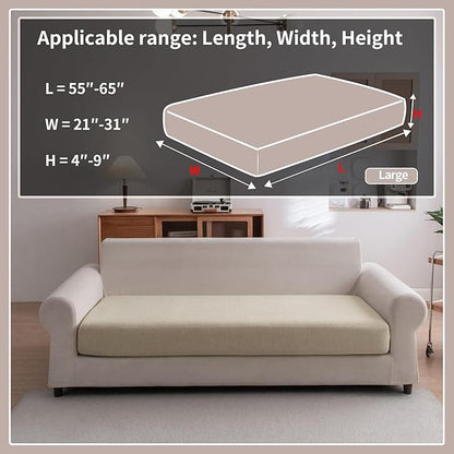 Sectional Couch Covers, Wear Resistant Stretch Sofa Covers Washable Soft Couch Cushion Covers Anti Slip Furniture Protector Sofa Slipcovers for Pets (1 Piece Large Cover, Light Brown)