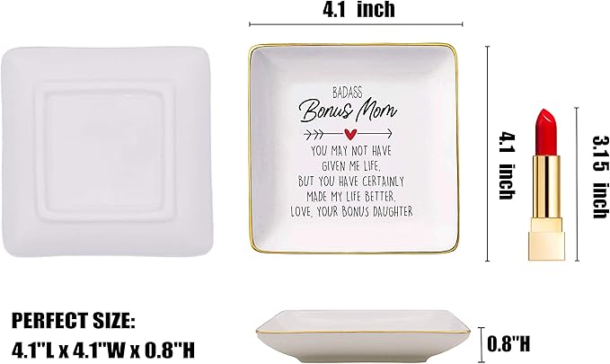 Mother's Day Gift for Bonus Mother-in-Law Step Mom from Son or Daughter -Birthday Christmas Gift for Unbiological Mom-You May Not Have Given Me Life-Jewelry Holder Ring Dish Trinket Tray