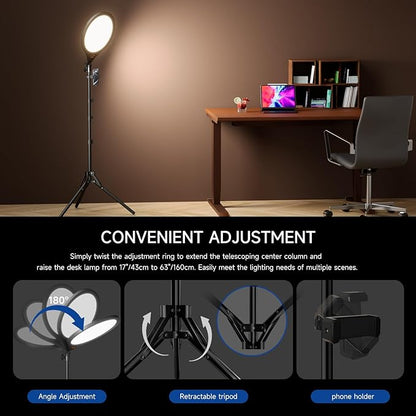 Ring Light Tripod for iPhone, 14" Selfie Ring Light with 63" Tripod Stand and Phone Holder, Professional LED Ringlight for Video Recording, Streaming, Photography, Makeup, Barber, YouTube, TikTok