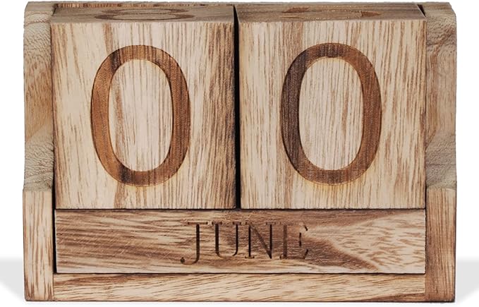 Wooden Desk Calendar,Desk Calendar Blocks for Teachers,Office Perpetual Date Block Small Home Desktop Decor Chic Vintage Month with Number Cubes Display Rustic Decoration(Carbonized Black)
