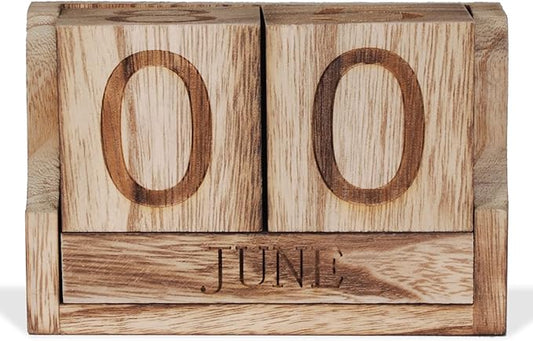 Wooden Desk Calendar,Desk Calendar Blocks for Teachers,Office Perpetual Date Block Small Home Desktop Decor Chic Vintage Month with Number Cubes Display Rustic Decoration(Carbonized Black)