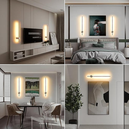 Battery Operated Wall Sconces with Remote, Dimmable 3000K-6000K/Timer/Memory LED Wall Lamp, 350°Rotate, USB Rechargeable Wireless wall lights for Living Room, Bedroom Brushed Nickel 23.6" (2 Pack)