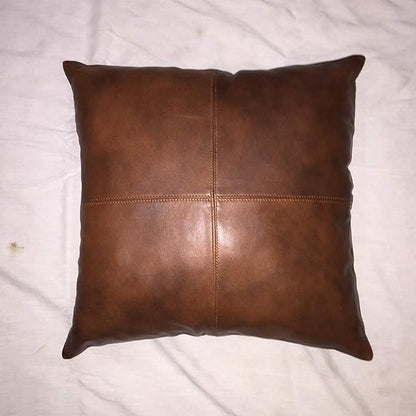 Lambskin Leather Pillow Cover - Sofa Cushion Case - Decorative Throw Covers for Living Room & Bedroom, 20x20 Inches - Tan Antique Pack of 2