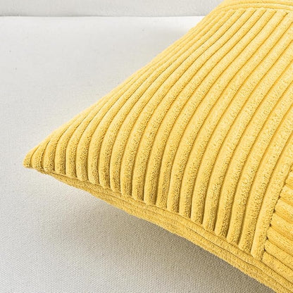 Fancy Homi 2 Packs Yellow Decorative Throw Pillow Covers 22x22 Inch for Living Room Couch Bed Sofa, Rustic Farmhouse Boho Home Decor, Soft Corss Corduroy Patchwork Accent Square Cushion Case 55x55 cm