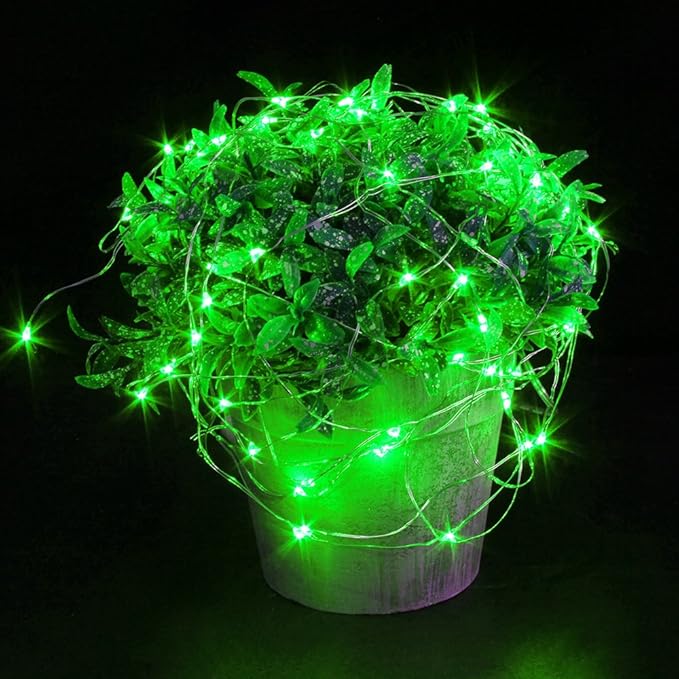CYLAPEX 6 Pack Green Fairy Lights String Battery Operated Fairy Lights Firefly Lights LED Starry String Lights 7ft 20 LEDs Silvery Copper Wire for Christmas DIY Decoration Costume Wedding Party