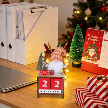 Wooden Christmas Countdown Advent Calendar: Santa Block Calendar with Wood Date - Cute Date Display Blocks Desk Accessory for Home Table Mantel(Xmas Letter)