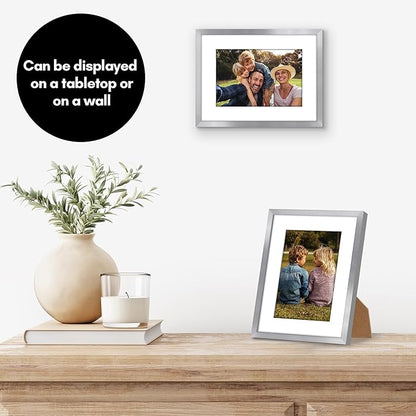 Americanflat 6x8 Picture Frame with Shatter-Resistant Glass - Use as 4x6 Frame with Mat or Display 6x8 Photo Without Mat - Streamline Collection - Picture Frames for Tabletop and Wall - Silver
