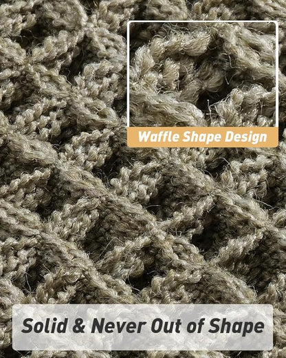 Upgraded Waffle Runner Rug, Super Absorbent Non Slip Bath Mats for Bathroom Floor, Machine Washable Bathroom Runner Rug with Tassels, Ideal for Hallway Bedroom Laundry Room, Dark Green, 17" x 60"