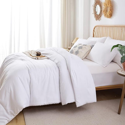 ROSGONIA Comforter Full Size for Girls Boys Teens White, 3pcs (1 Boho Comforter & 2 Pillowcases), Lightweight Dorm Bedding Soft All Season Bed Set