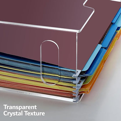 DINGHUO Acrylic File Folder Organizer, Hanging File Organizer Box, File Holder with Handles for Letter Size/A4, Clear File Box Desktop Folder Storage for Office Home Work -1 Pack