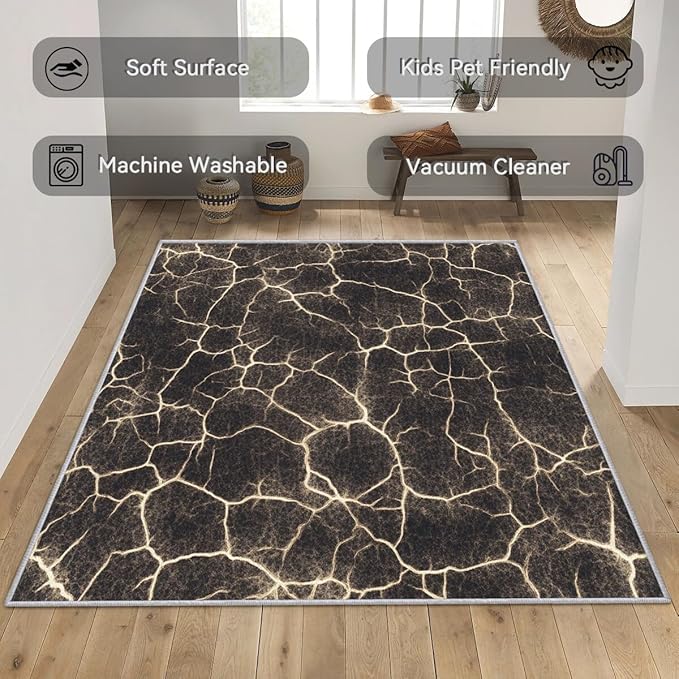Abstract Rug 8x10 - Abstract Carpet, 6x9 Rug, Modern Marble Texture Rug & Home Decor, Contemporary Area Rug & Room Decor, Washable Non Slip Anti Skid Rugs