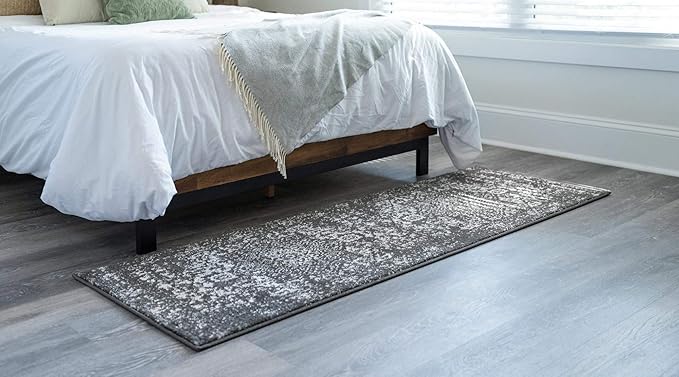 Rugs.com Arlington Collection Rug – 6 Ft Runner Dark Grey Medium-Pile Rug Perfect for Hallways, Entryways