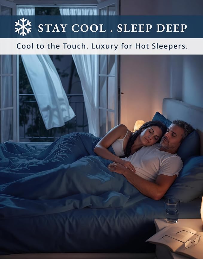 LANE LINEN 100% Cotton Cal King Sheet Set - 1000 Thread Count, 15" Deep Pocket Fully Elasticized French Reinforced Pocket Seams for Soft, Comfy & Fresh Bed Eco Friendly Cooling Sheets - Estate Blue