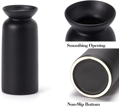Black Ceramic Vase Set of 3 Small Boho Modern Room Decor for Home Decor Farmhouse Centerpiece Table Decorations