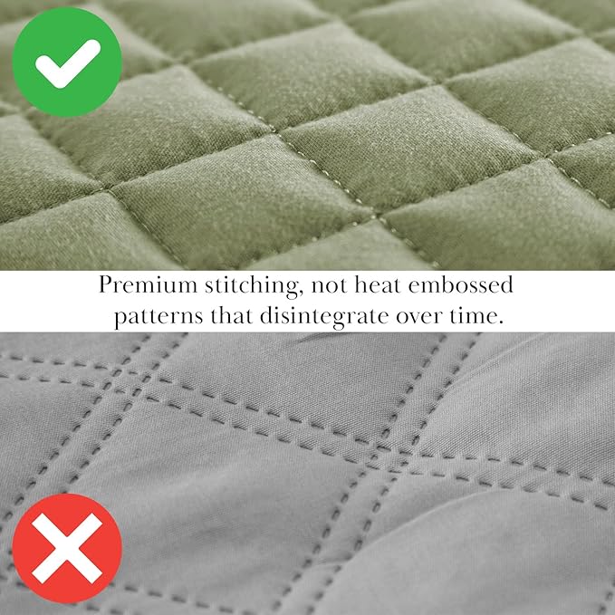 Southshore Fine Living, Inc. Twin XL Comforter Quilt Set, Dorm Room Bedding Essentials, Stain Resistant, Machine Washable Bed Spread, Twin XL Green Quilt Bedspread Set w/Pillow Sham, Sage Green