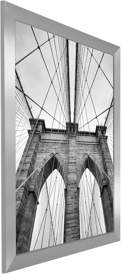 Americanflat 20x30 Poster Frame with Polished Plexiglass - Silver Picture Frame - Wide Photo Frames Made of Engineered Wood for Vertical or Horizontal Wall Display - Epic Collection - Silver