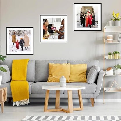 24x24 Picture Frame Set of 2 Black with 20x20 Mat, Display Photo 20x20 with Mat or 24 x 24 Without Mat, Wall Hanging Large 24x24 Poster Frame with Shatter Resistant Plexiglass, 2 Pack, Black