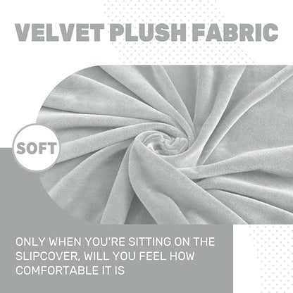 MAXIJIN Velvet Stretch Couch Cushion Covers Soft Sofa Cushion Cover Replacement Sofa Seat Cushion Slipcovers Furniture Protector with Elastic Bottom (1 Piece Sofa Cushion Cover, Silver Grey)