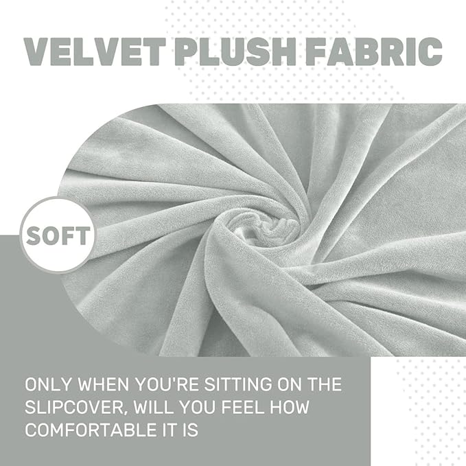 MAXIJIN Velvet Stretch Couch Cushion Covers Soft Loveseat Cushion Cover Replacement Sofa Seat Cushion Slipcovers RV Protector with Elastic Bottom (1 Piece Loveseat Cushion Cover, Silver Grey)