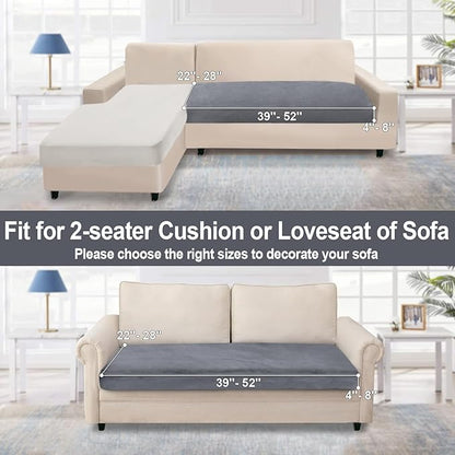 NAISI Couch Cushion Covers 1 Piece Velvet Stretch Loveseat Cover or 2 Seat Sofa Cover Soft Individual Couch Covers for Sectional Sofa(1 PC for 2-Seat Cushion or Loveseat,Dark Grey)