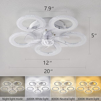 Modern Ceiling Fan with Light, 20" Personality Geometric Ceiling Fan with Lights and Remote, Ceiling Fan for Living Room Bedroom Kitchen