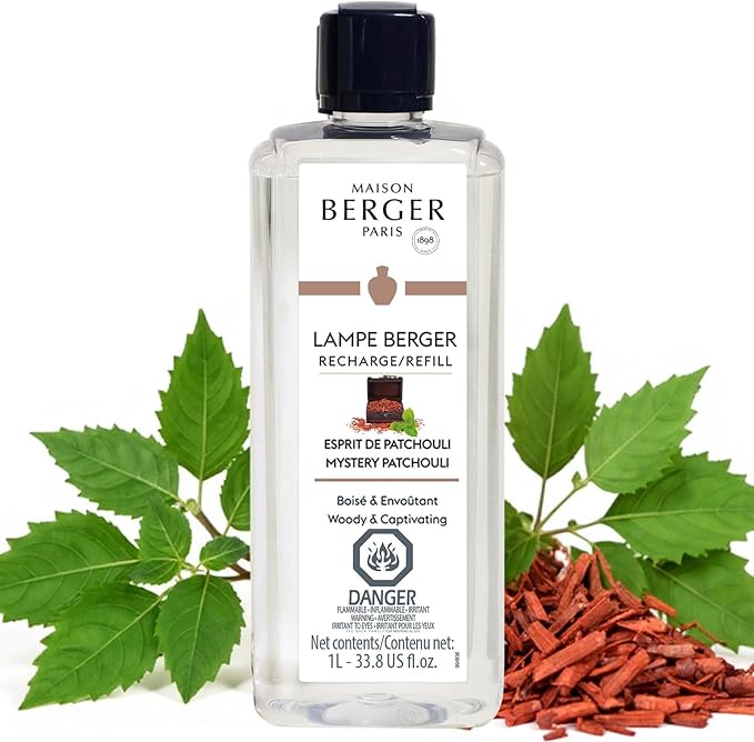 MAISON BERGER - Mystery Patchouli - AIr Freshener - Lampe Berger Fragrance Refill for Home Fragrance Oil Diffuser - 33.8 Fluid Ounces - 1 Liter