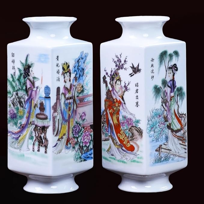 MTME Porcelain Figurines, Jingdezhen Decorative Flower vase, Home Decor, Wedding Gifts, Aesthetic Sculpture Home décor (Four Ladies)