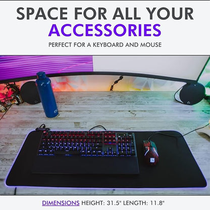 Tilted Nation RGB Mouse Pad for Gaming - Large LED Mousepad - LED Desk mat with 8 Adjustable Light Modes - Non Slip Rubber Base, Easy to Clean Water Proof Surface Mat for Keyboard and Mouse
