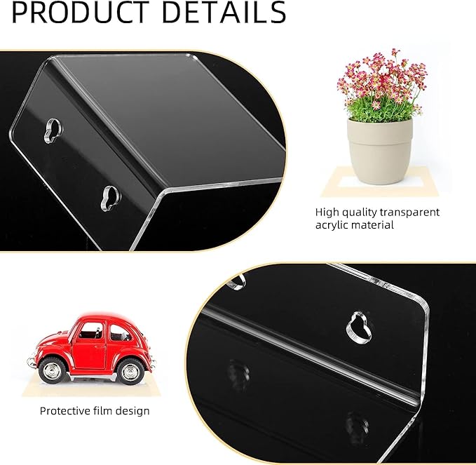 Acrylic Wall Shelves for Storage,Floating Shelf,Acrylic Display Shelves,Ledges for Pop Figures,Plant,Picture Photo for Bedroom Decor Living Room