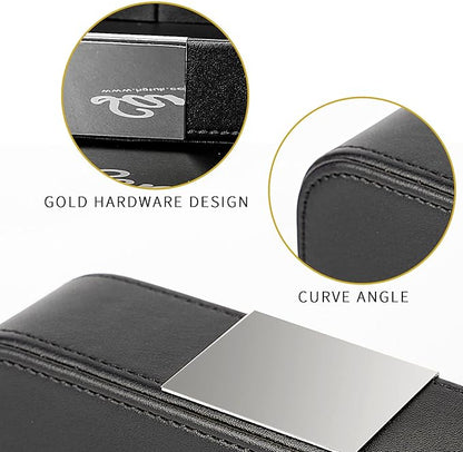 SANZIE Luxury Leather Tray Desktop Storage Catchall Organizer Decorative Tray for Entryway Table to Hold Jewelry Watch Keys Phone Wallet (Metal Silvered, Black)